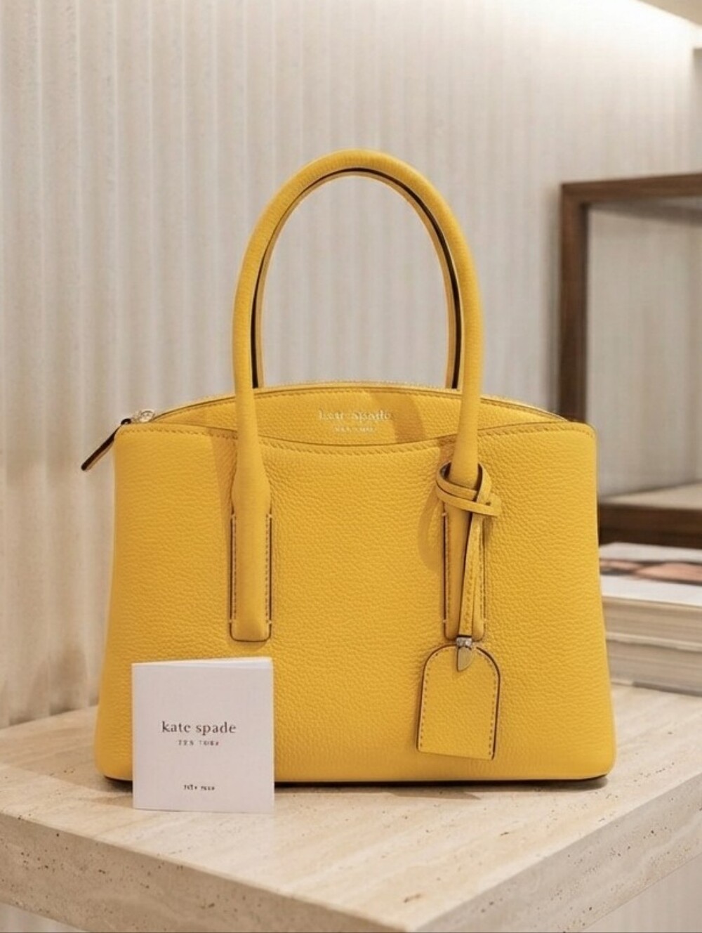 NWOT Kate Spade Yellow Grain Leather Margaux Mini Satchel Eclectic Luxury